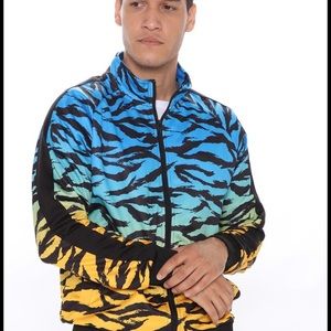 NWT Fashion Nova ombré tiger striped track jkt XL